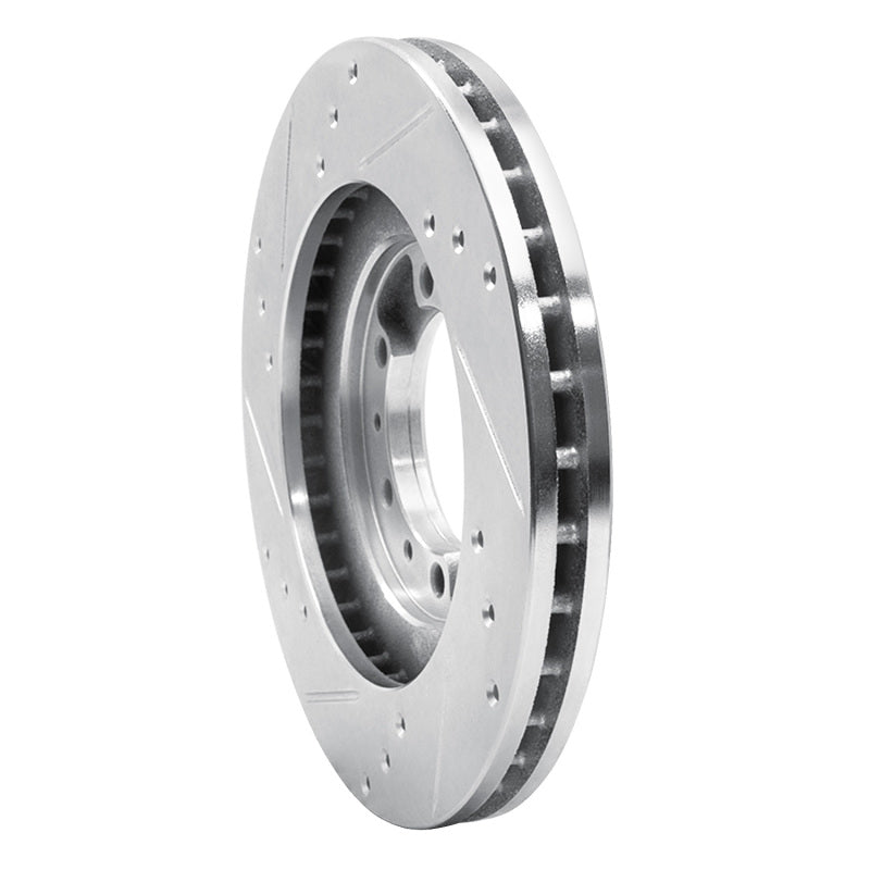 R1 94-00 Mitsubishi Montero Front Right Drilled & Slotted Silver Brake Rotor