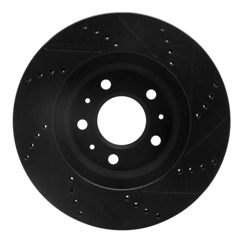 R1 03-07 Cadillac CTS Front Left Drilled & Slotted Black Brake Rotor