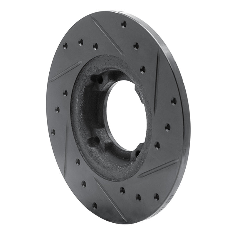 R1 80-82 Toyota Tercel Front Left Drilled & Slotted Black Brake Rotor