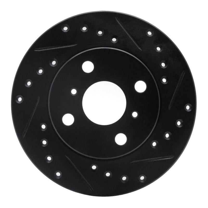 R1 91-99 Toyota Paseo Front Right Drilled & Slotted Black Brake Rotor