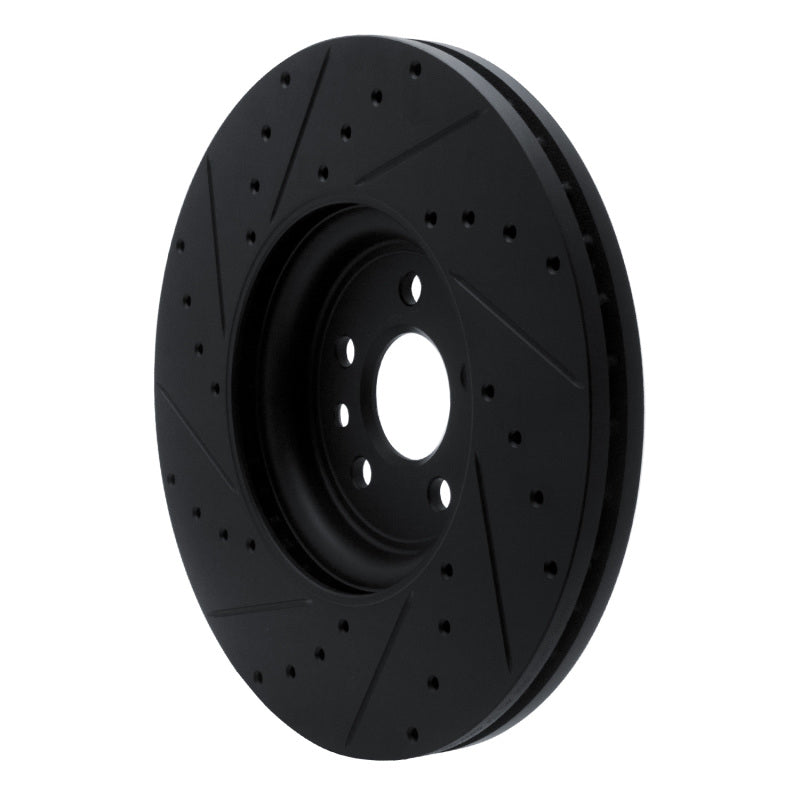R1 2017-2020 Jaguar F-Pace Front Right Drilled & Slotted Black Brake Rotor