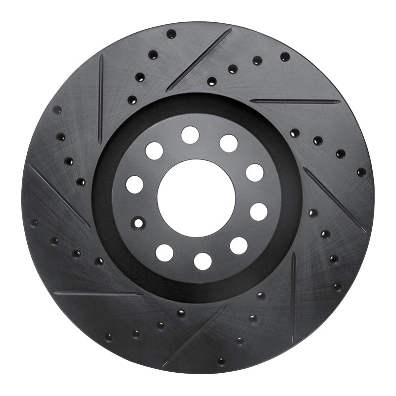 R1 98-09 Audi A4 (Mexico) Front Left Drilled & Slotted Black Brake Rotor