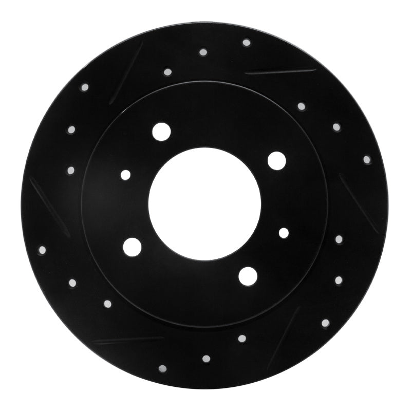 R1 97-06 Hyundai Elantra Rear Left Drilled & Slotted Black Brake Rotor