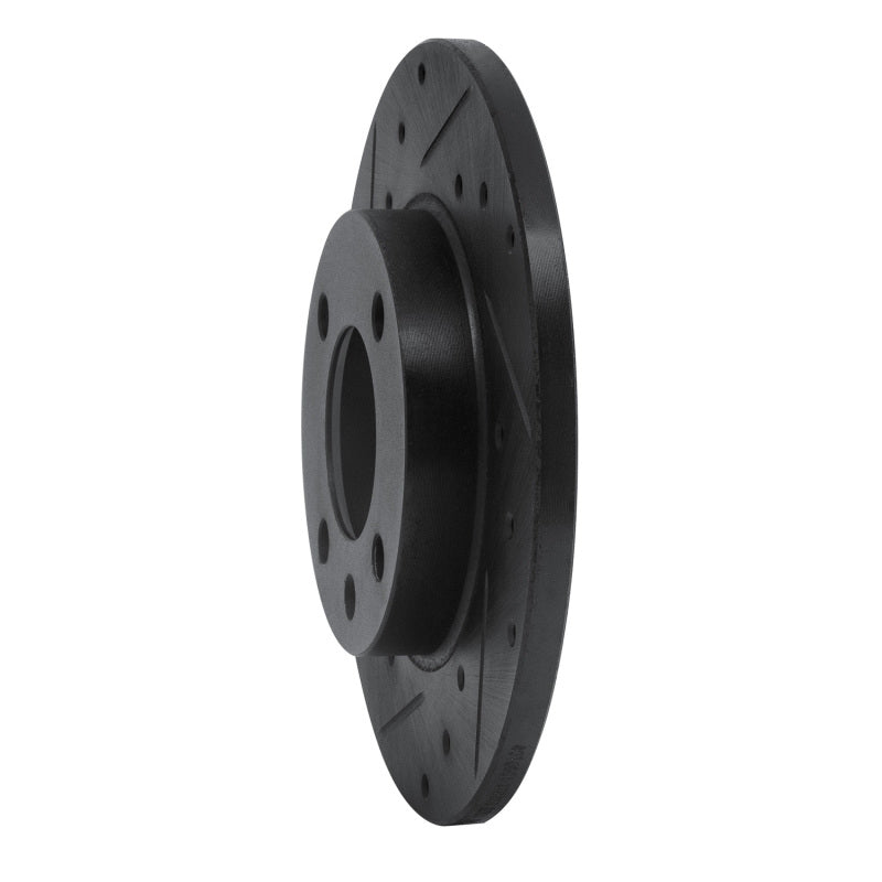 R1 73-05 Audi Fox Front Left Drilled & Slotted Black Brake Rotor