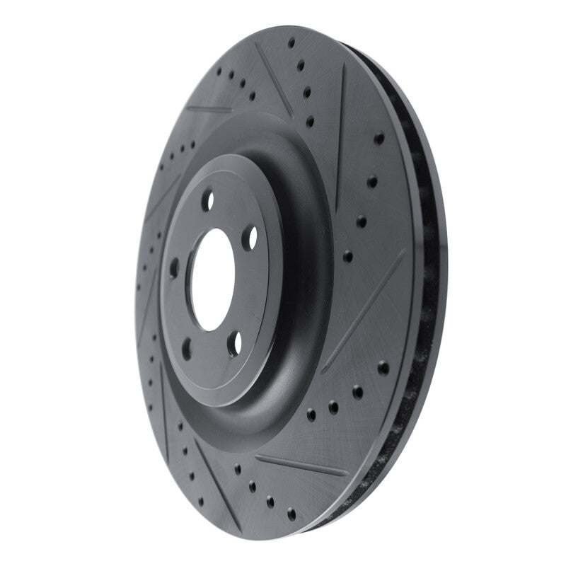 R1 20-25 Ford Police Interceptor Utility Rear Right Drilled & Slotted Black Brake Rotor