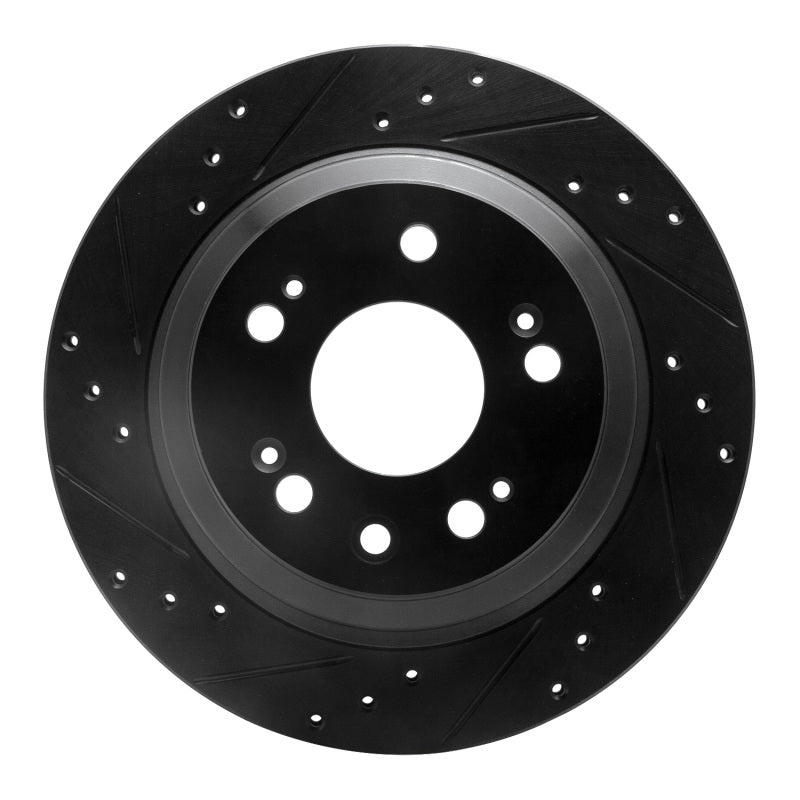 R1 05-12 Acura RL Rear Left Drilled & Slotted Black Brake Rotor