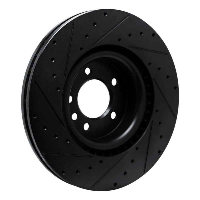 R1 18-24 Land Rover Discovery Front Left Drilled & Slotted Black Brake Rotor