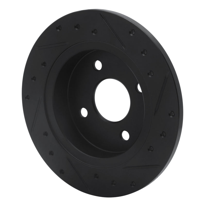 R1 91-98 Saturn SC2 Rear Left Drilled & Slotted Black Brake Rotor