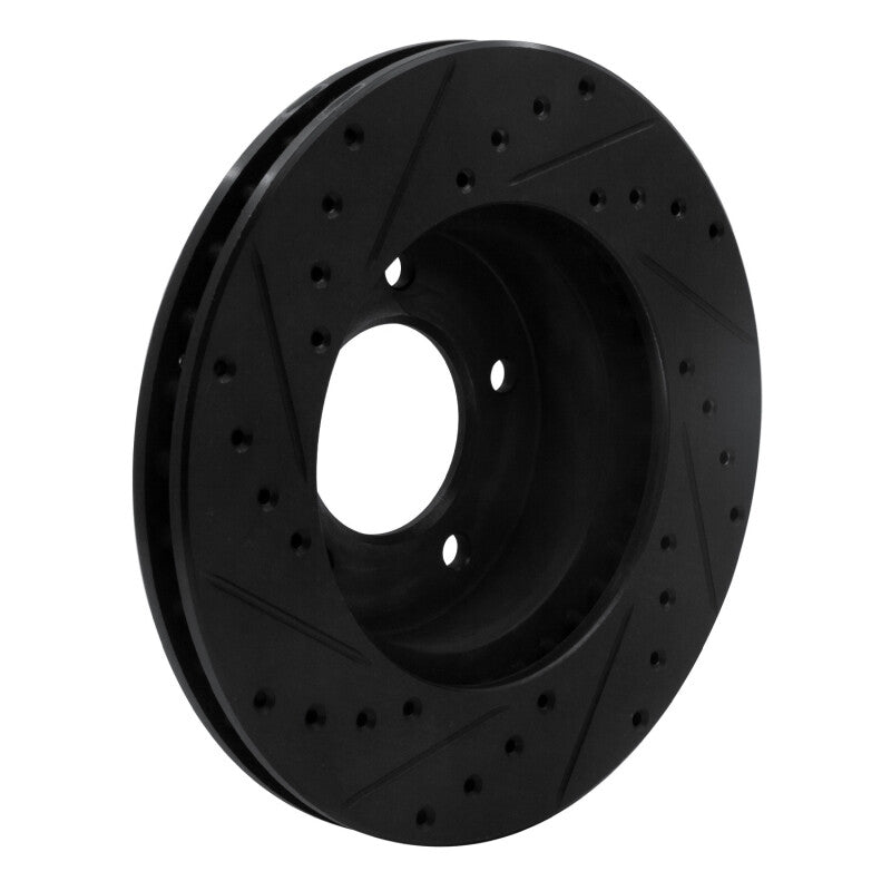 R1 90-97 Jaguar XJ6 Front Right Drilled & Slotted Black Brake Rotor