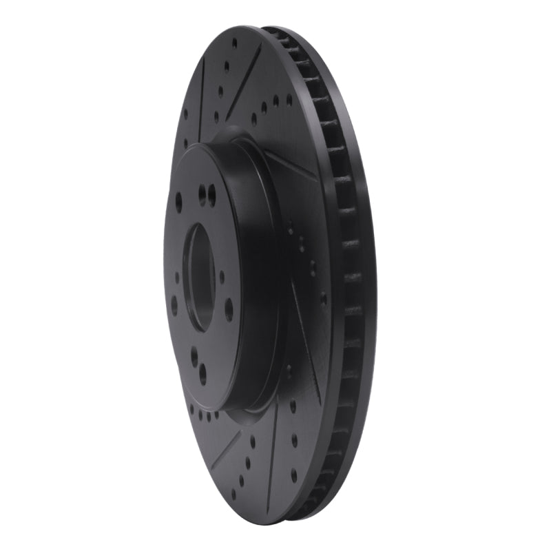 R1 13-22 Honda Accord Coupe Front Left Drilled & Slotted Black Brake Rotor