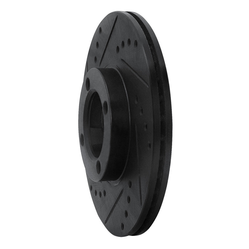 R1 86-89 Toyota Van Front Left Drilled & Slotted Black Brake Rotor