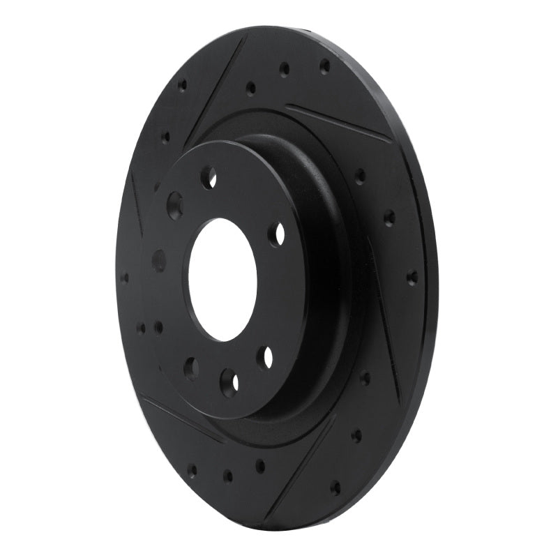 R1 16-18 Mazda CX-3 Rear Left Drilled & Slotted Black Brake Rotor
