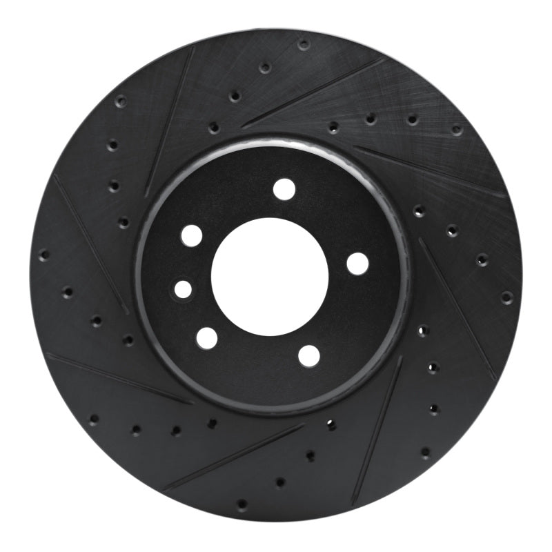 R1 20-25 Land Rover Defender 110 Front Left Drilled & Slotted Black Brake Rotor
