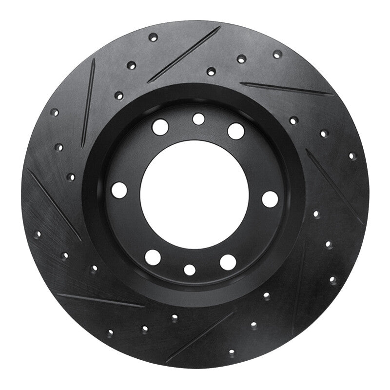 R1 81-85 Toyota 4Runner Front Right Drilled & Slotted Black Brake Rotor