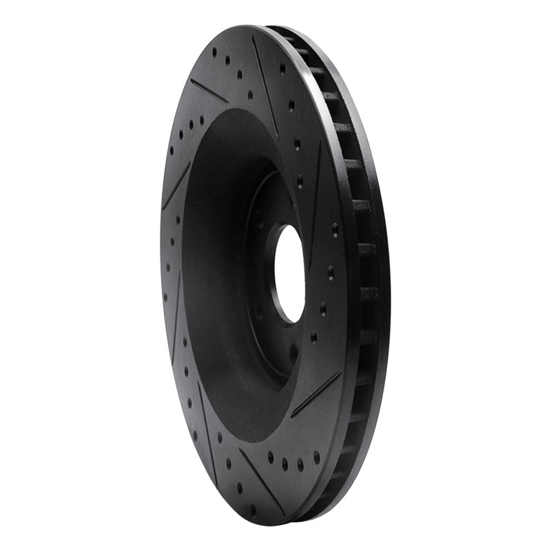 R1 08-14 Chrysler 200 Front Left Drilled & Slotted Black Brake Rotor