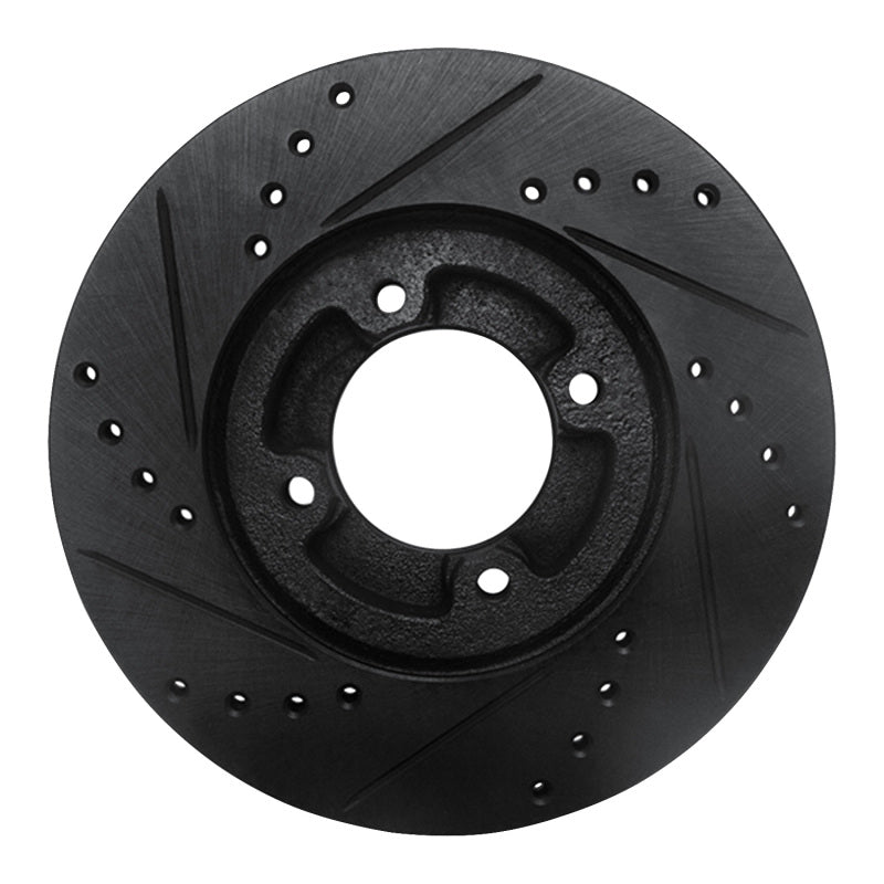 R1 86-89 Toyota Van Front Right Drilled & Slotted Black Brake Rotor