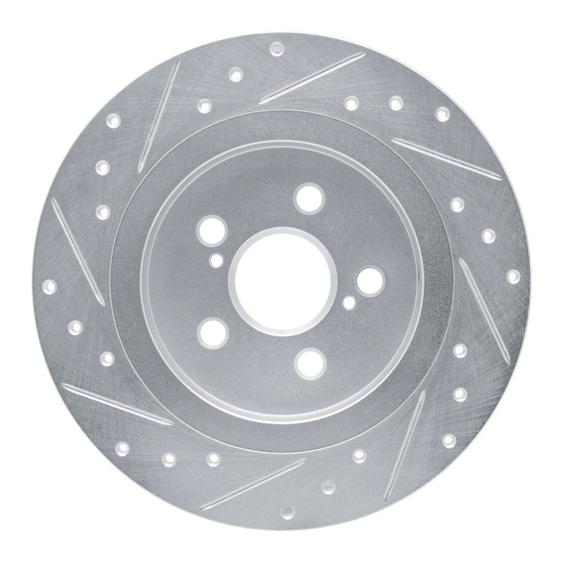 R1 11-17 Lexus CT200H Rear Right Drilled & Slotted Silver Brake Rotor