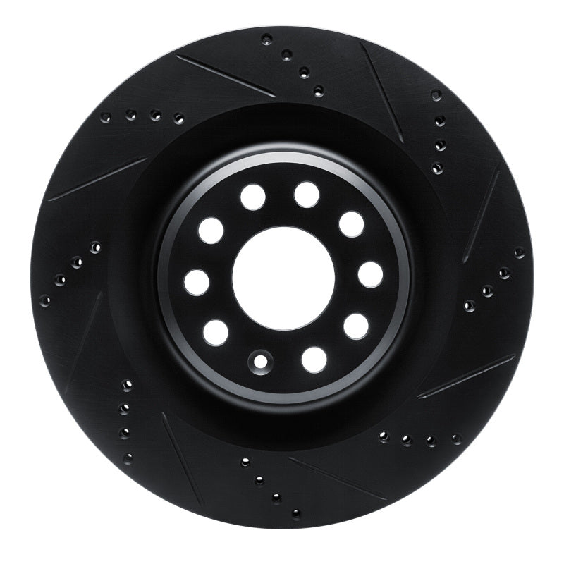 R1 12-21 Tesla Model S Rear Right Drilled & Slotted Black Brake Rotor