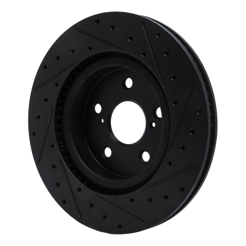 R1 18-25 Lexus UX300h Front Left Drilled & Slotted Black Brake Rotor