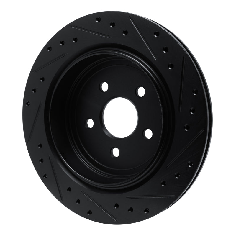 R1 89-95 Chrysler LeBaron Rear Left Drilled & Slotted Black Brake Rotor