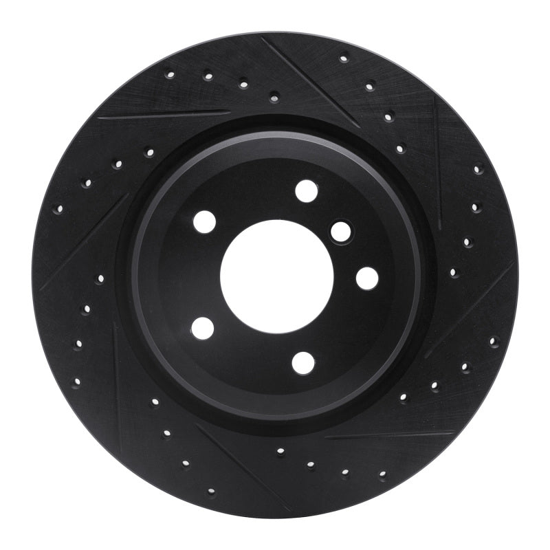 R1 06-15 BMW 335XI Rear Right Drilled & Slotted Black Brake Rotor