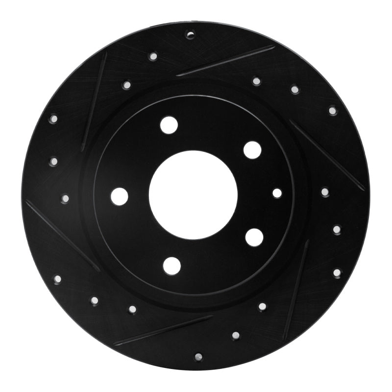 R1 14-21 Mazda 6 Rear Left Drilled & Slotted Black Brake Rotor