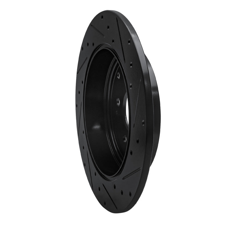 R1 06-14 Honda Ridgeline Rear Left Drilled & Slotted Black Brake Rotor