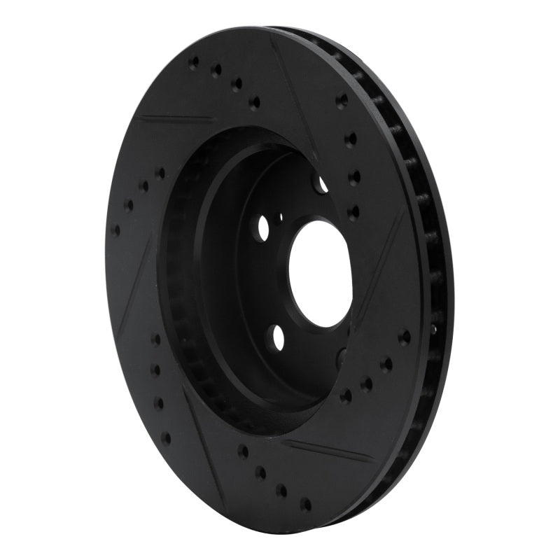 R1 04-09 Toyota Prius Front Left Drilled & Slotted Black Brake Rotor