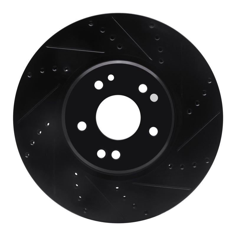 R1 94-02 Mercedes-Benz SL600 Left Front Drilled & Slotted Black Brake Rotor