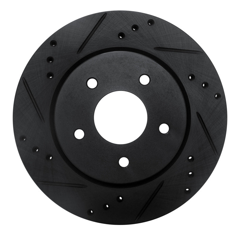 R1 17-25 Nissan X-Trail (Mexico) Rear Left Drilled & Slotted Black Brake Rotor