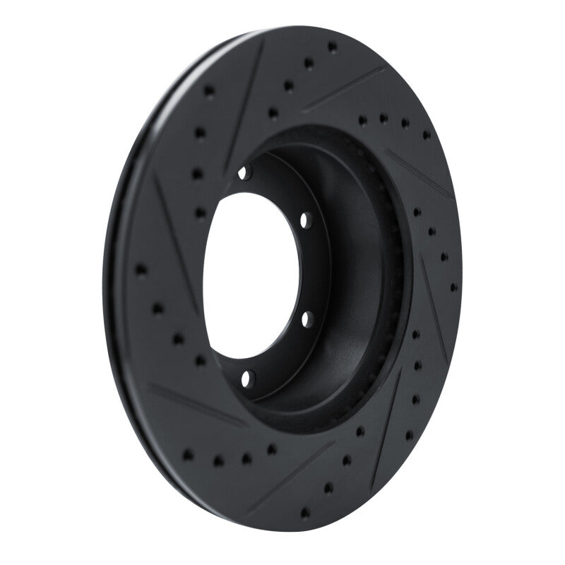 R1 1986-1995 Toyota 4Runner Front Right Drilled & Slotted Black Brake Rotor