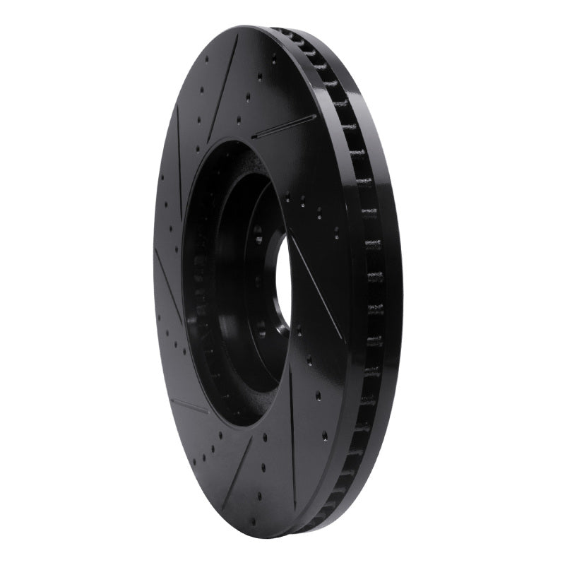 R1 07-15 Infiniti G35 Front Right Drilled & Slotted Black Brake Rotor