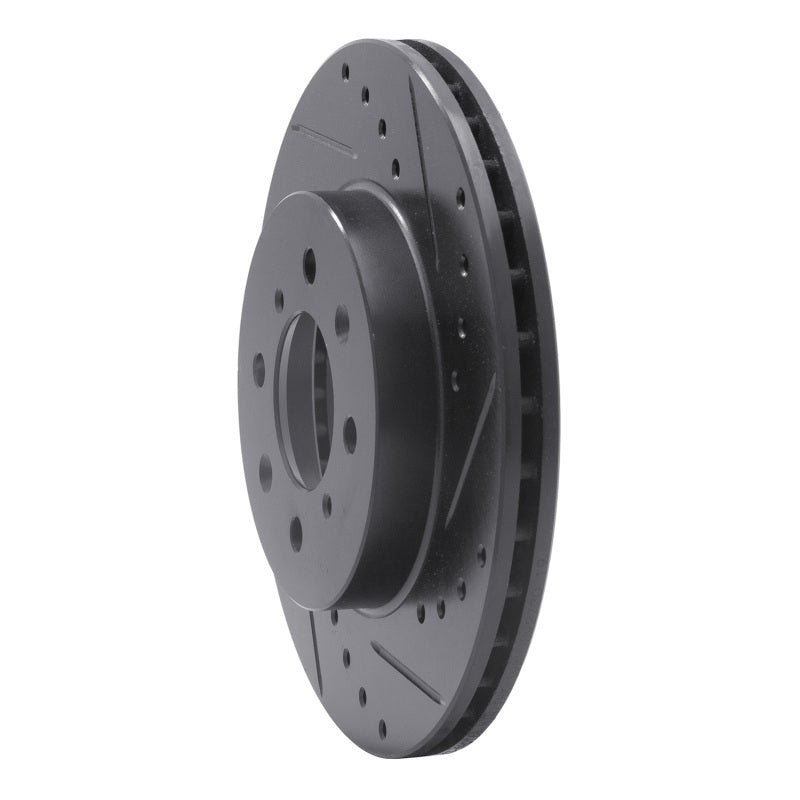 R1 89-96 Nissan 240SX Front Right Drilled & Slotted Black Brake Rotor