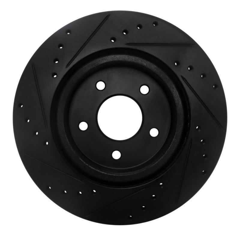 R1 19-24 Infiniti QX50 Rear Right Drilled & Slotted Black Brake Rotor