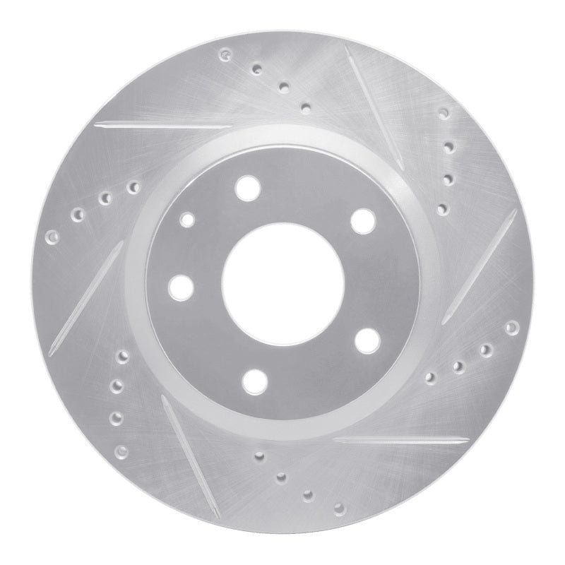 R1 14-24 Mazda 3 Front Right Drilled & Slotted Silver Brake Rotor