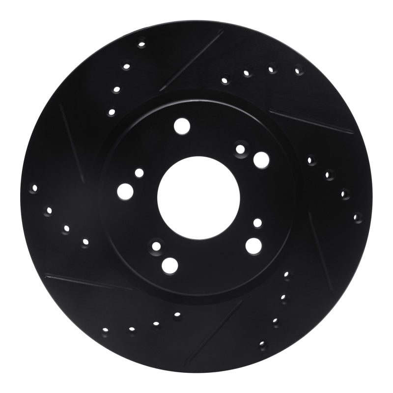 R1 03-17 Acura ILX Front Left Drilled & Slotted Black Brake Rotor