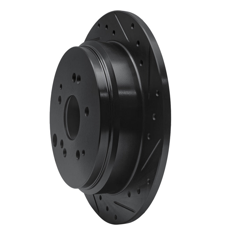 R1 02-04 Honda Odyssey Rear Right Drilled & Slotted Black Brake Rotor