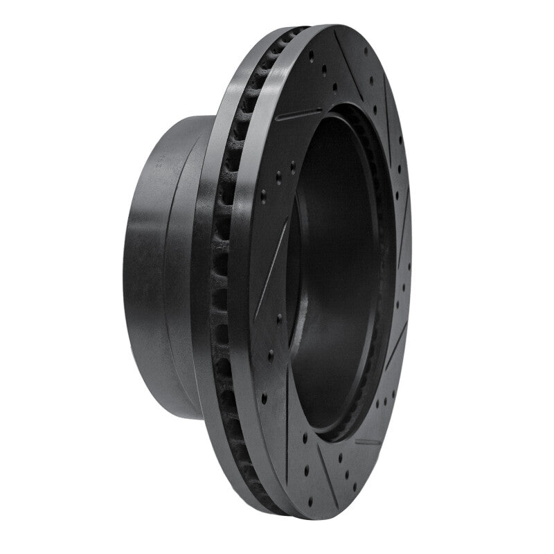 R1 11-22 Ford F-350 Super Duty 2WD Rear Left Drilled & Slotted Black Brake Rotor