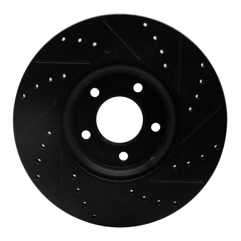 R1 07-13 Mazda 3 Front Left Drilled & Slotted Black Brake Rotor