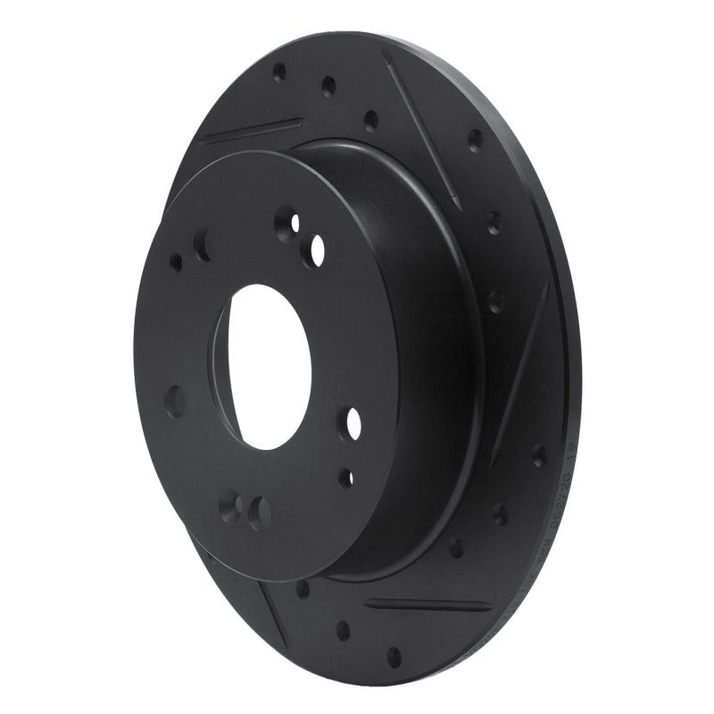 R1 97-06 Acura Integra Rear Right Drilled & Slotted Black Brake Rotor