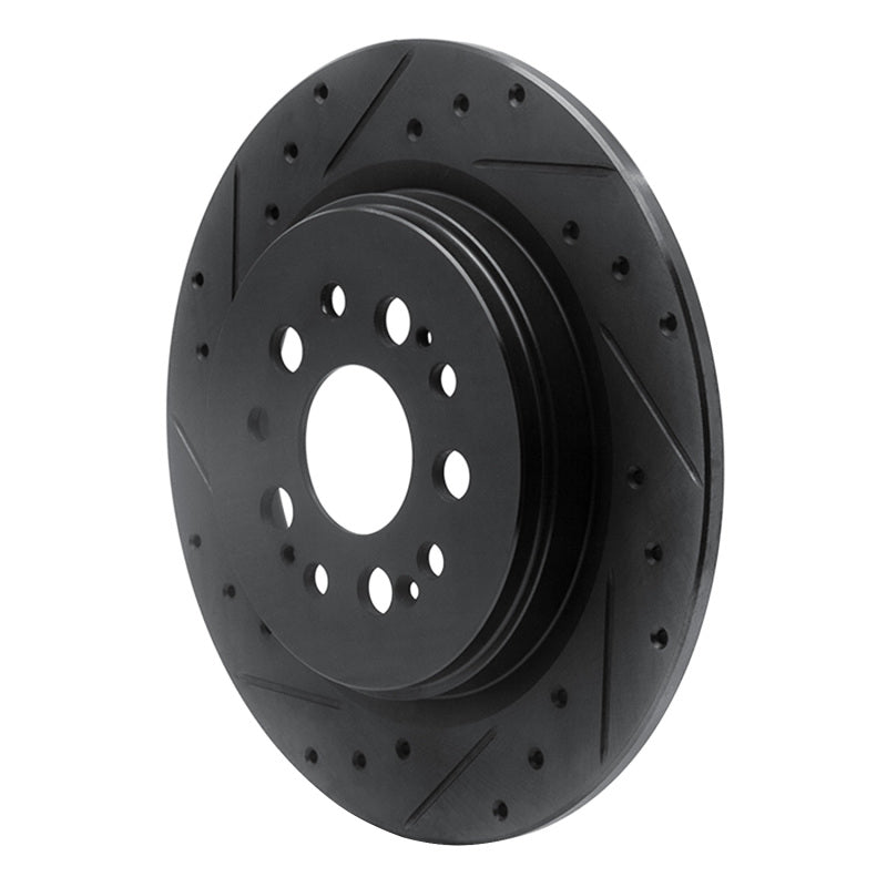 R1 17-25 Acura RDX Rear Left Drilled & Slotted Black Brake Rotor