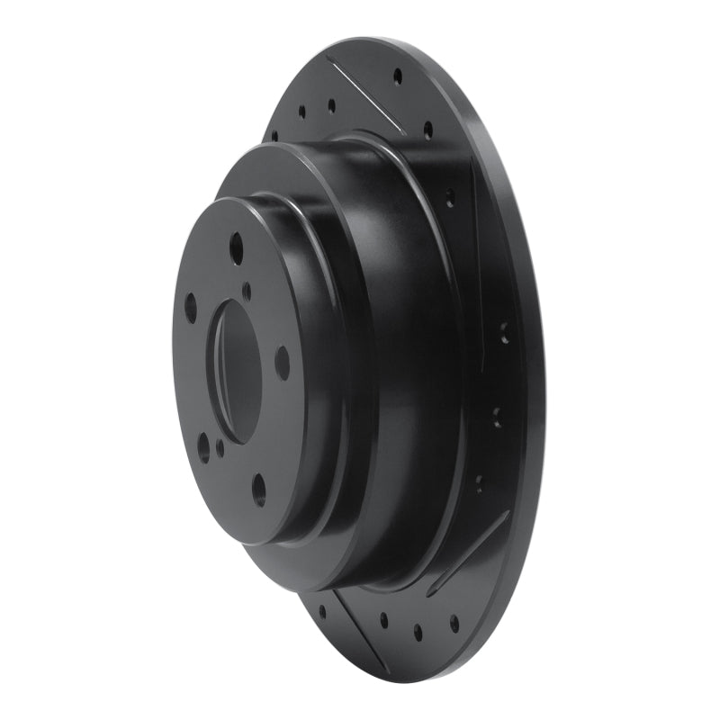 R1 90-08 Saab 9-2X Rear Right Drilled & Slotted Black Brake Rotor