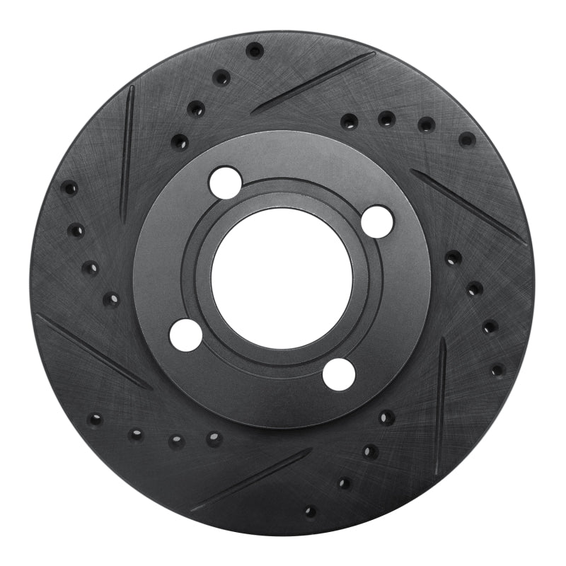 R1 84-87 Audi 4000 Quattro Front Left Drilled & Slotted Black Brake Rotor