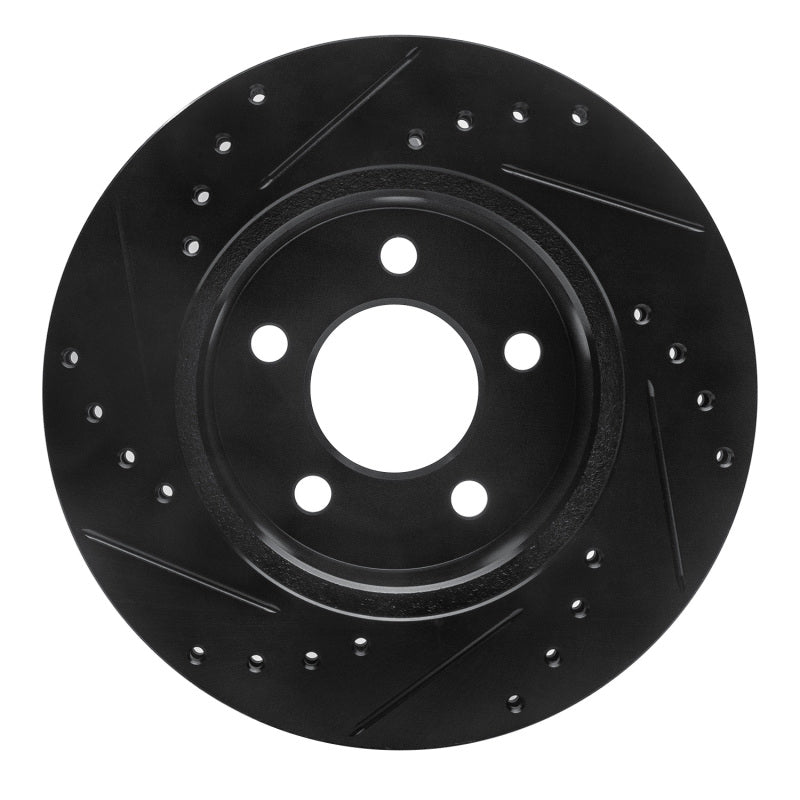 R1 90-99 Jeep Cherokee Front Right Drilled & Slotted Black Brake Rotor