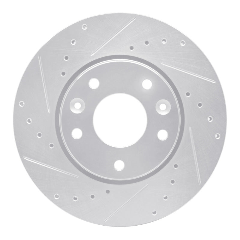 R1 20-25 Nissan Kicks Front Left Drilled & Slotted Silver Brake Rotor