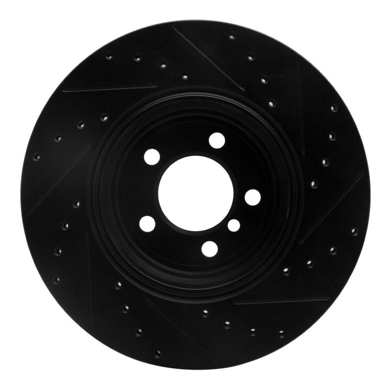 R1 02-05 BMW 760LI Rear Left Drilled & Slotted Black Brake Rotor