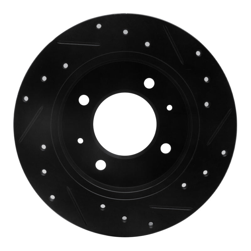 R1 97-06 Hyundai Elantra Rear Left Drilled & Slotted Black Brake Rotor