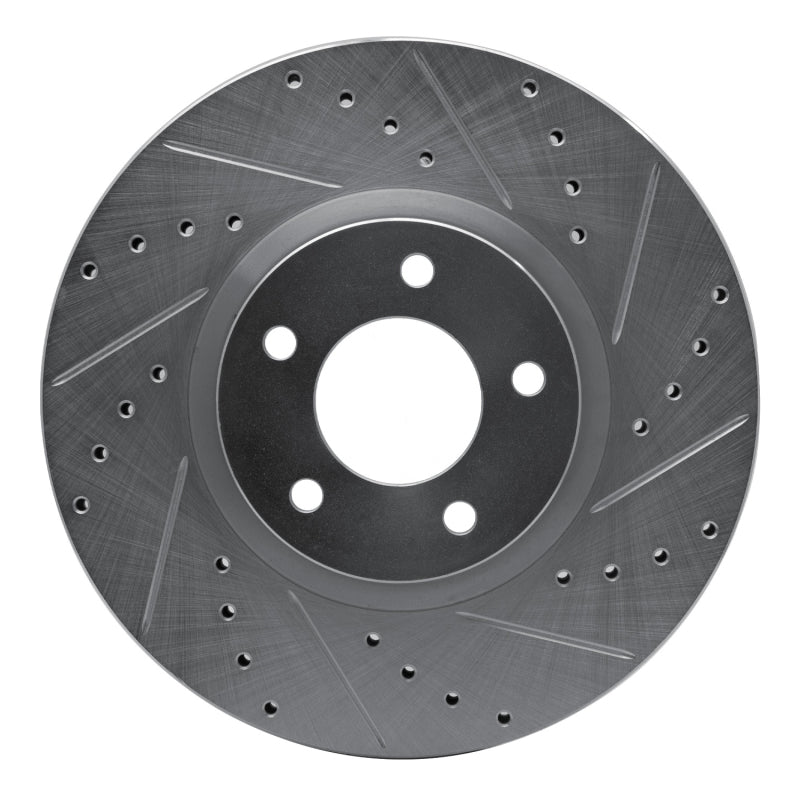 R1 07-13 Mazda 3 Front Right Drilled & Slotted Silver Brake Rotor