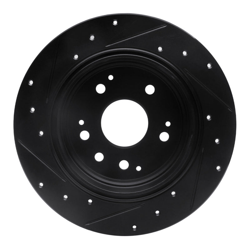 R1 01-03 Acura CL Rear Right Drilled & Slotted Black Brake Rotor