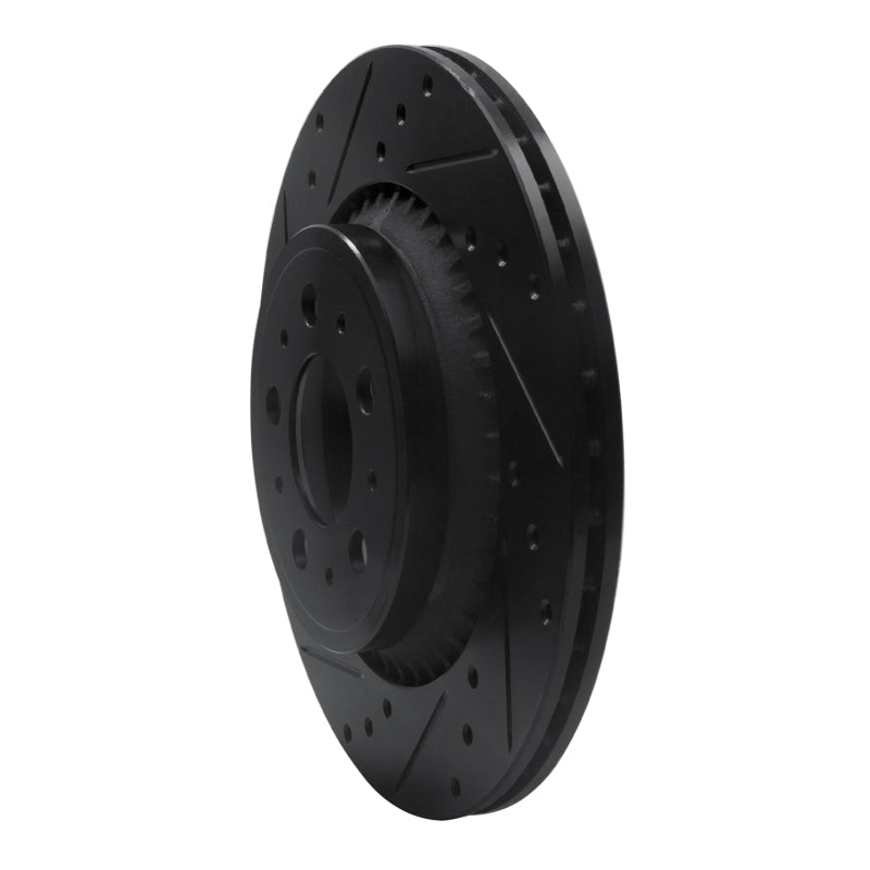 R1 03-14 Volvo XC90 Rear Left Drilled & Slotted Black Brake Rotor